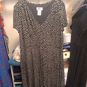 R&K Originals Black and White Polka Dot Empire Dress 18